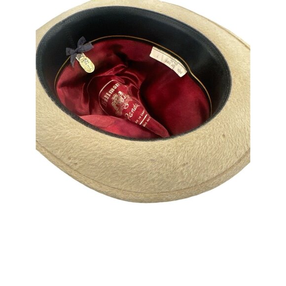 Vintage Biltmore Panda Dry Bone Size 7 Tan Beige Canadian Feather Woven Hat - Picture 9 of 9